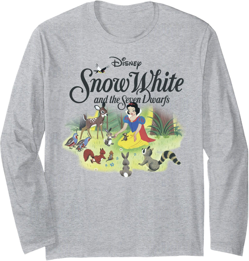 Disney Snow White Animal Friends Title Logo Langarmshirt