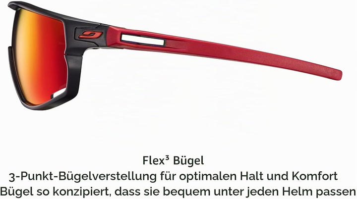 Julbo Unisex J5341122 Sonnenbrille, Schwarz/Rot, L