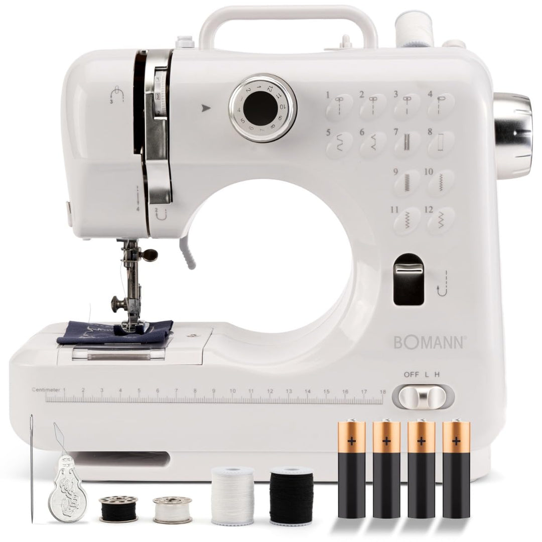 Bomann® Nähmaschine für Anfänger mit 12 Stichmustern | Sewing Machine mit Vor- u. Rückwärtsnähfunkti