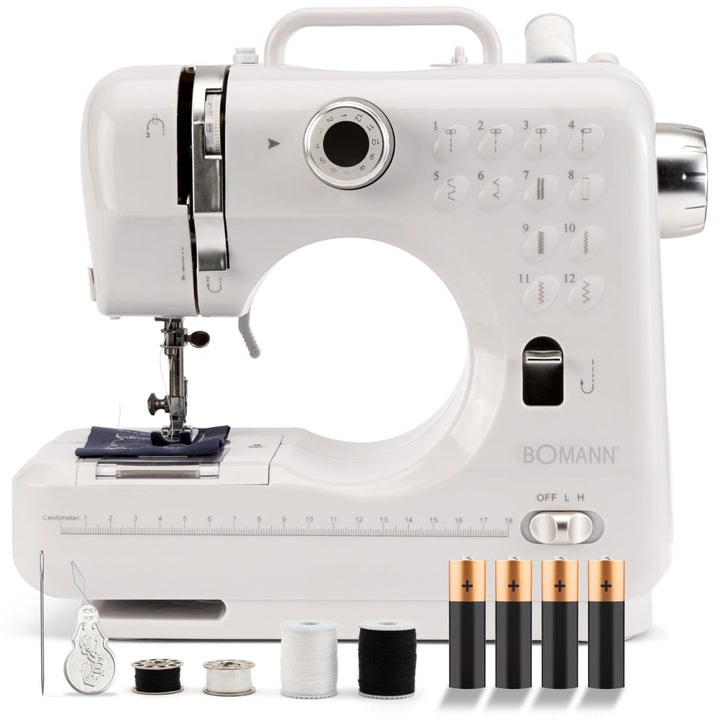 Bomann® Nähmaschine für Anfänger mit 12 Stichmustern | Sewing Machine mit Vor- u. Rückwärtsnähfunkti