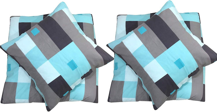 Birsppy Leonado-Vicenti Fleece Bettwäsche 135x200 cm 80x80 cm 4 TLG Türkis Grau Karo Warme Garnitur