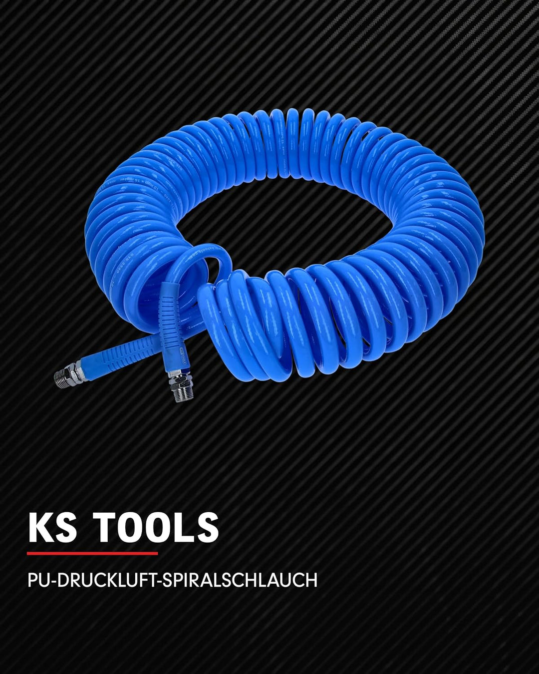 KS Tools Spiralschlauch Druckluft 515.3340 Ø 10mm I 15m langer, elastischer PU-Druckluftschlauch mit
