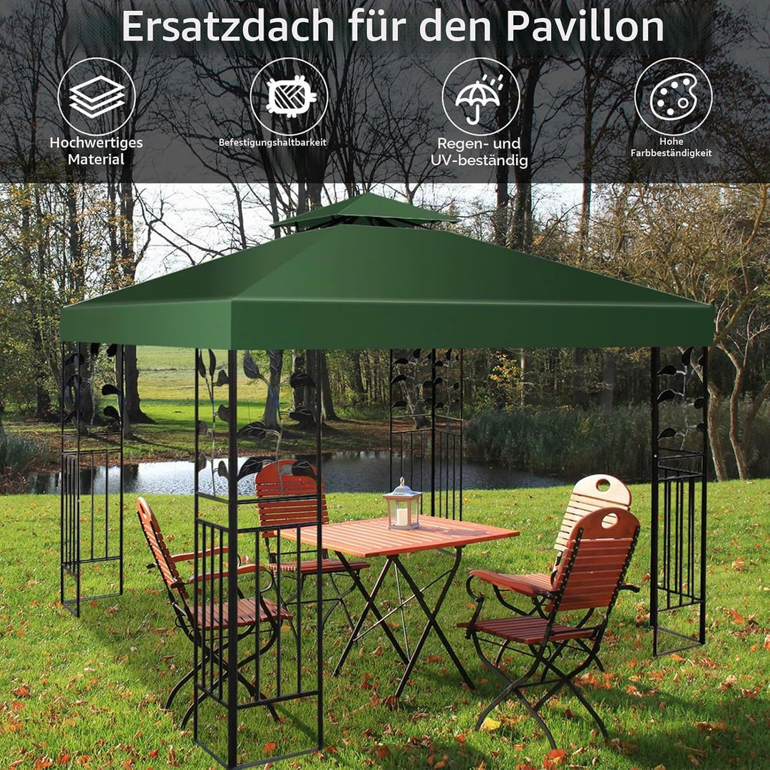 KOMFOTTEU 3 x 3 M Pavilliondach, Ersatzdach für Pavillion, Dachplane für Garten Balkon Strand, wasse