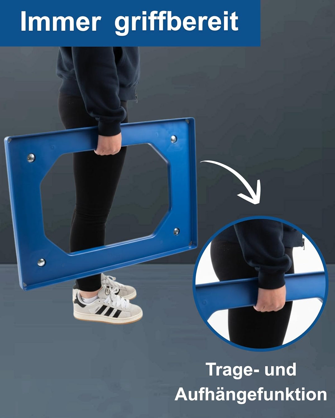 Transportroller Kunststoff 60x40 cm mit 4 Leichtlauf-Lenkrollen (Blau), Blau