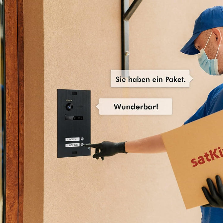 Nonic Balter EVO Video-Türsprechanlage Set 2 Familienhaus (1x Türstation mit Kamera Schwarz, 2X Touc