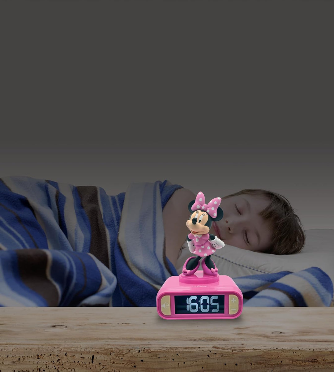 Lexibook RL800MN, Disney, Minnie Nachtlicht Wecker, Klänge und Melodien, LCD-Bildschirm mit Hintergr