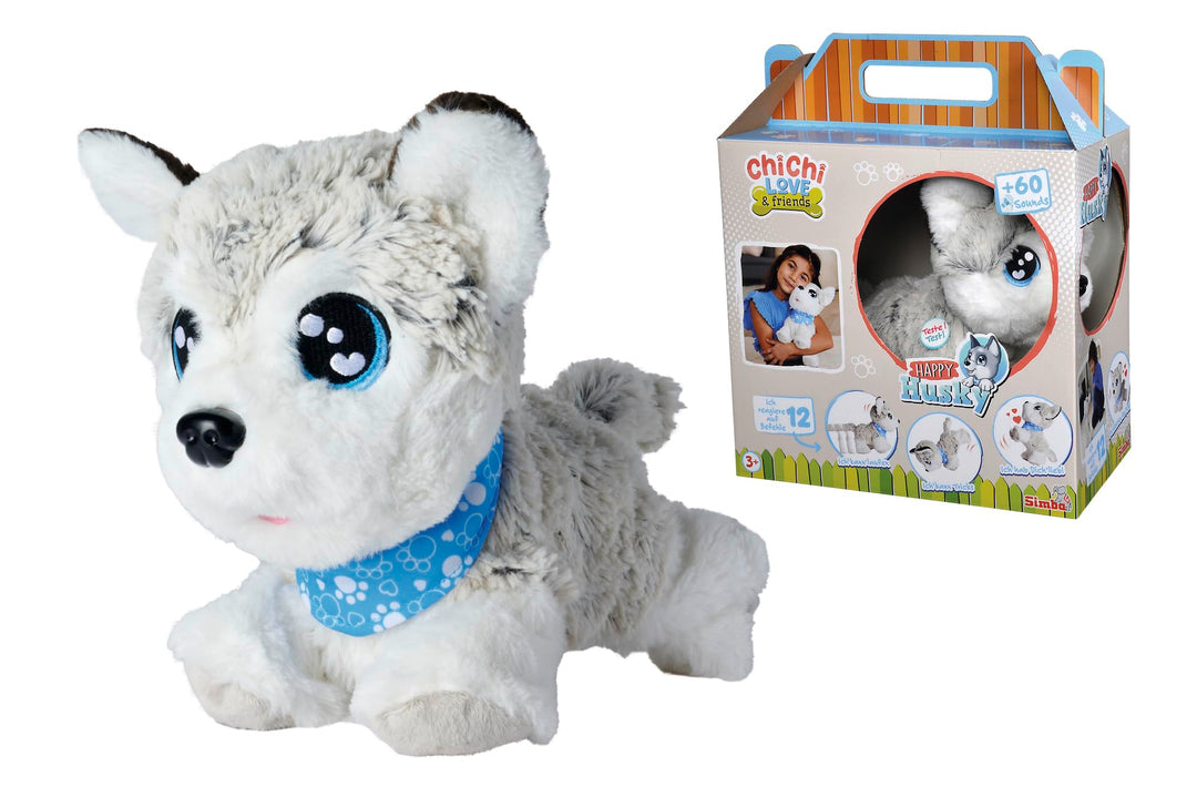 Simba - Chi Chi Love Happy Husky, 105890050009, 3 Jahre, 30 cm, interaktiv, reagieren Sie auf 12 Com