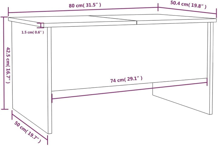 FIRBNUS 80x50x42,5 cm Couchtisch Höhenverstellbar Kleiner Beistelltisch Wohnzimmertisch Modern Stilv