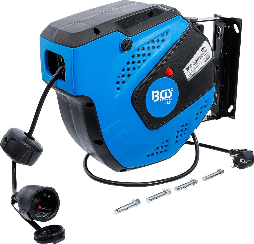 BGS 3321 | Automatische Kabeltrommel | 15 m + 1 m Zuleitung &amp; Güde 02882 Automatik Schlauchtrommel 1