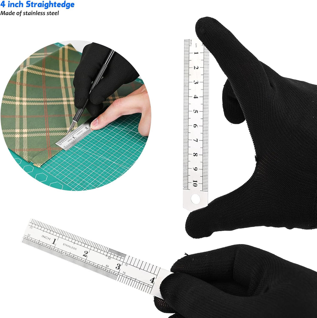 EHDIS Profi Cuttermesser Set - mit Bastelmesser, Skalpell, Cuttermesser 9mm, Stahllineal, Carbonstah