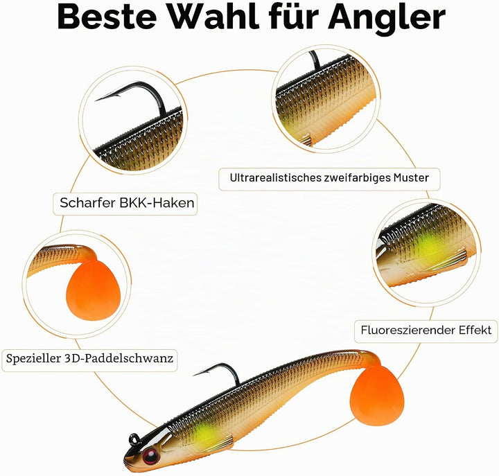TRUSCEND Gummifische Angelköder für Forelle Zander & Barsch, Kunstköder Angelausrüstung Gummiköder A
