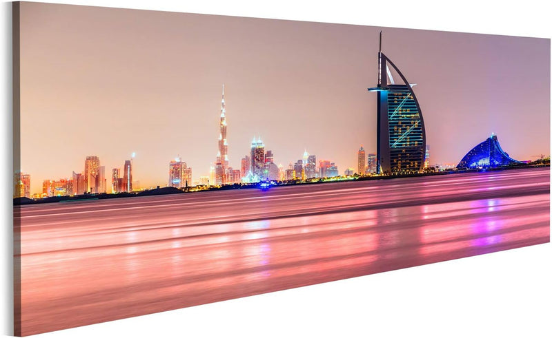 Bild auf Leinwand Burj Al Arab Dubai Hotel Pink Sky und Meer Wandbild Poster Kunstdruck Bilder Forma