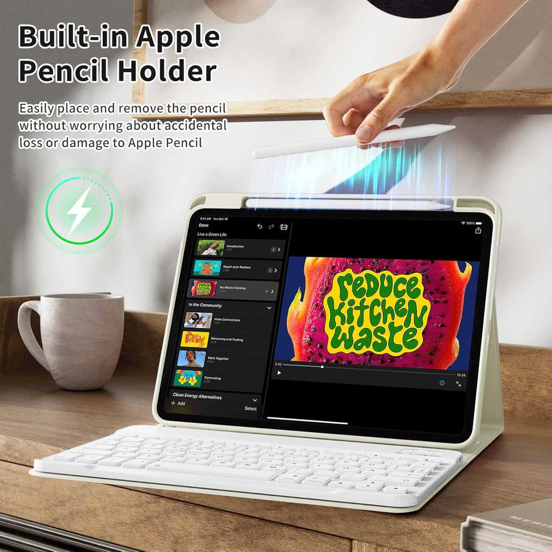ZKTUYU Hülle mit Tastatur für iPad (A16) 11 Zoll 2025/10. Generation 10.9 Zoll 2022, Deutsch QWERTZ