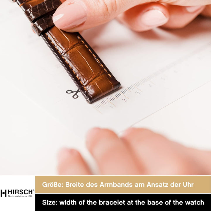 HIRSCH Uhren-Armband Duke - Uhr-Band aus italienischem Kalbs-Leder mit Alligator-Prägung 14 mm Goldb