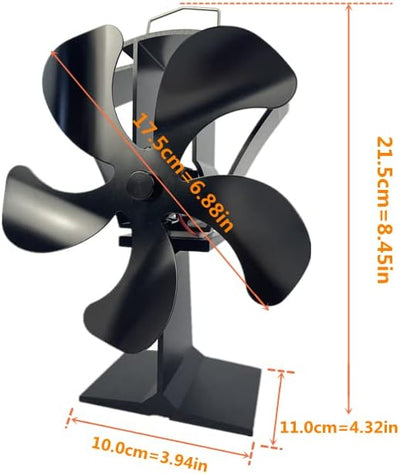 Tomersun 5-Blatt-Holzofenventilator für Holzöfen Holzofenventilatoren Wärmebetriebener