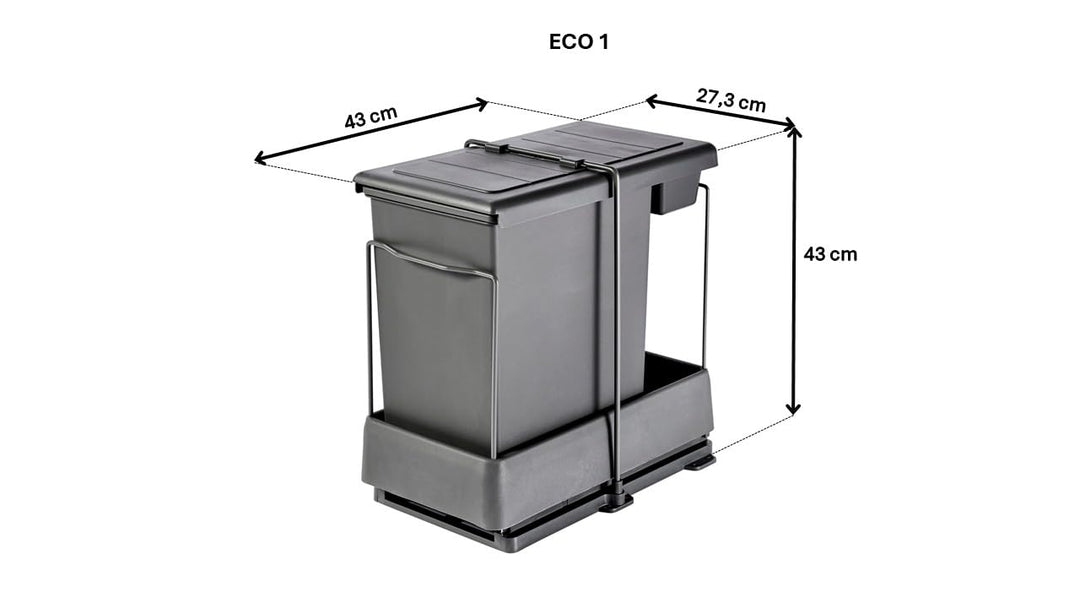 Ausziehbarer SMART Einbaumülleimer, Abfalleimer, Mülleimer „Müllomatic ECO 1“ mit automatischem Ausz