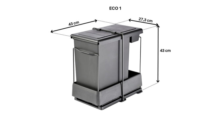 Ausziehbarer SMART Einbaumülleimer, Abfalleimer, Mülleimer „Müllomatic ECO 1“ mit automatischem Ausz