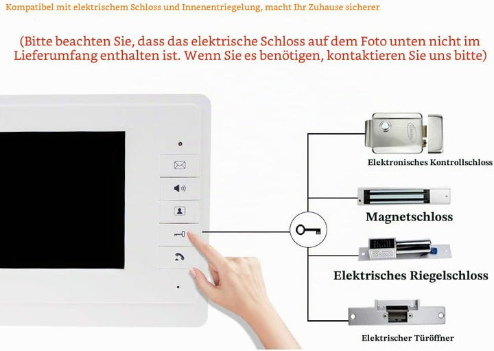 uoweky Video-Türsprechanlage, 17,8 cm, Farbkabelgebunden, Infrarot-Türsystem, Nachtsichtkamera, 720p