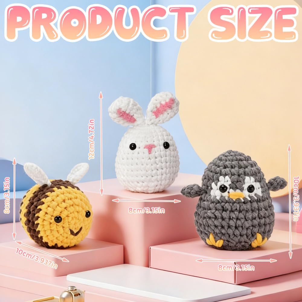 KUWUNG Häkelset für Anfänger, Crochet Set mit Zubehör, Häkelset Tiere, Häckel Kit für Anfänger für E