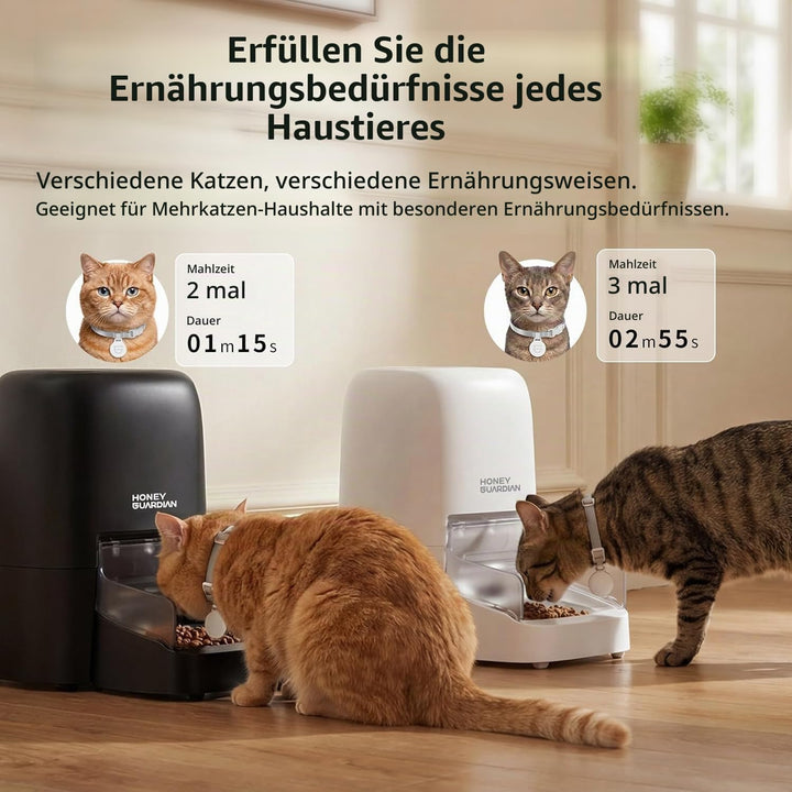 Futterautomat Katze RFID, 5G WiFi Futterspender Katze mit Collar-Tag-Sensor, 4.6L Katzenfutter Autom