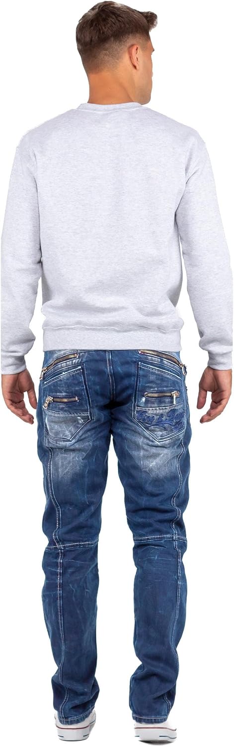 Cipo & Baxx Herren Jeans Hose mit Ziernähten 40W / 32L Blau -