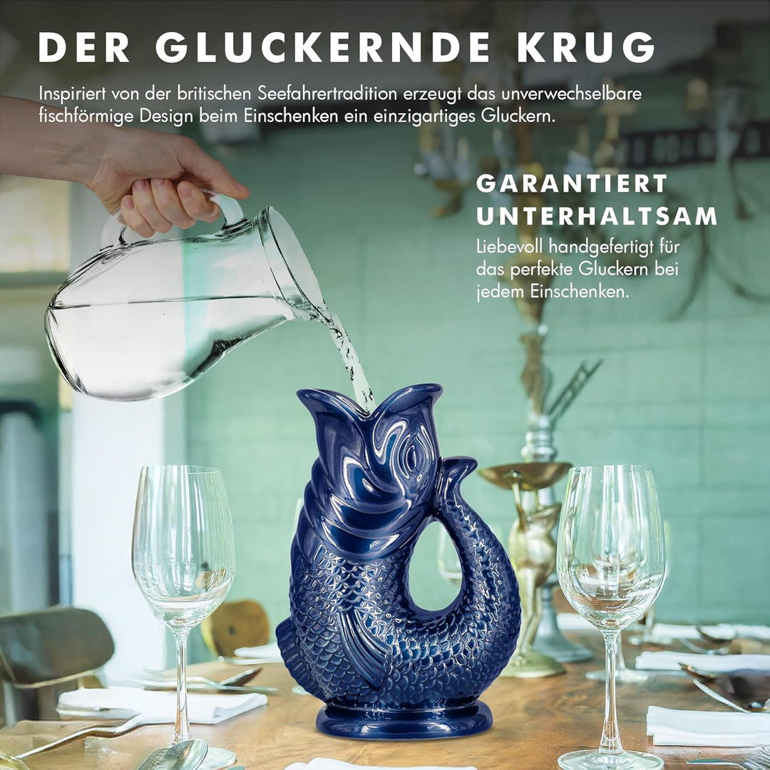 Bubble Jug | Wasserkaraffe | Keramikkrug in Fischform | 1,5 L | Salbeigrün Salbeigrün 1.5L, Salbeigr