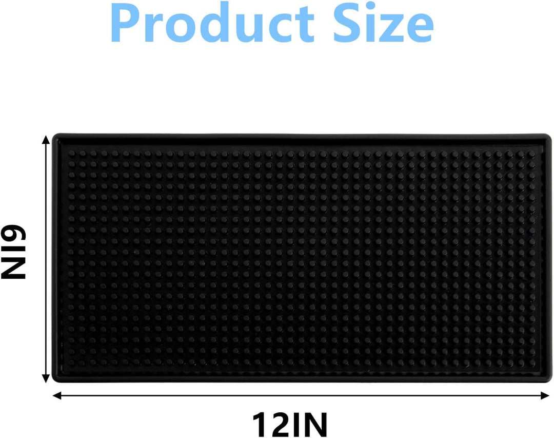 Tebery 4 Stück 30x15cm Gummi Bar Mats, 12" X 6" Schwarz Bar Service Spill Mat Trocknen Matte, 4