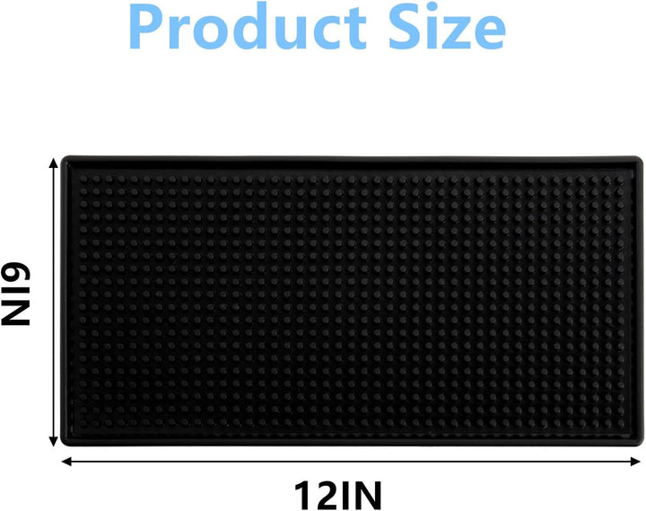 Tebery 4 Stück 30x15cm Gummi Bar Mats, 12" X 6" Schwarz Bar Service Spill Mat Trocknen Matte, 4