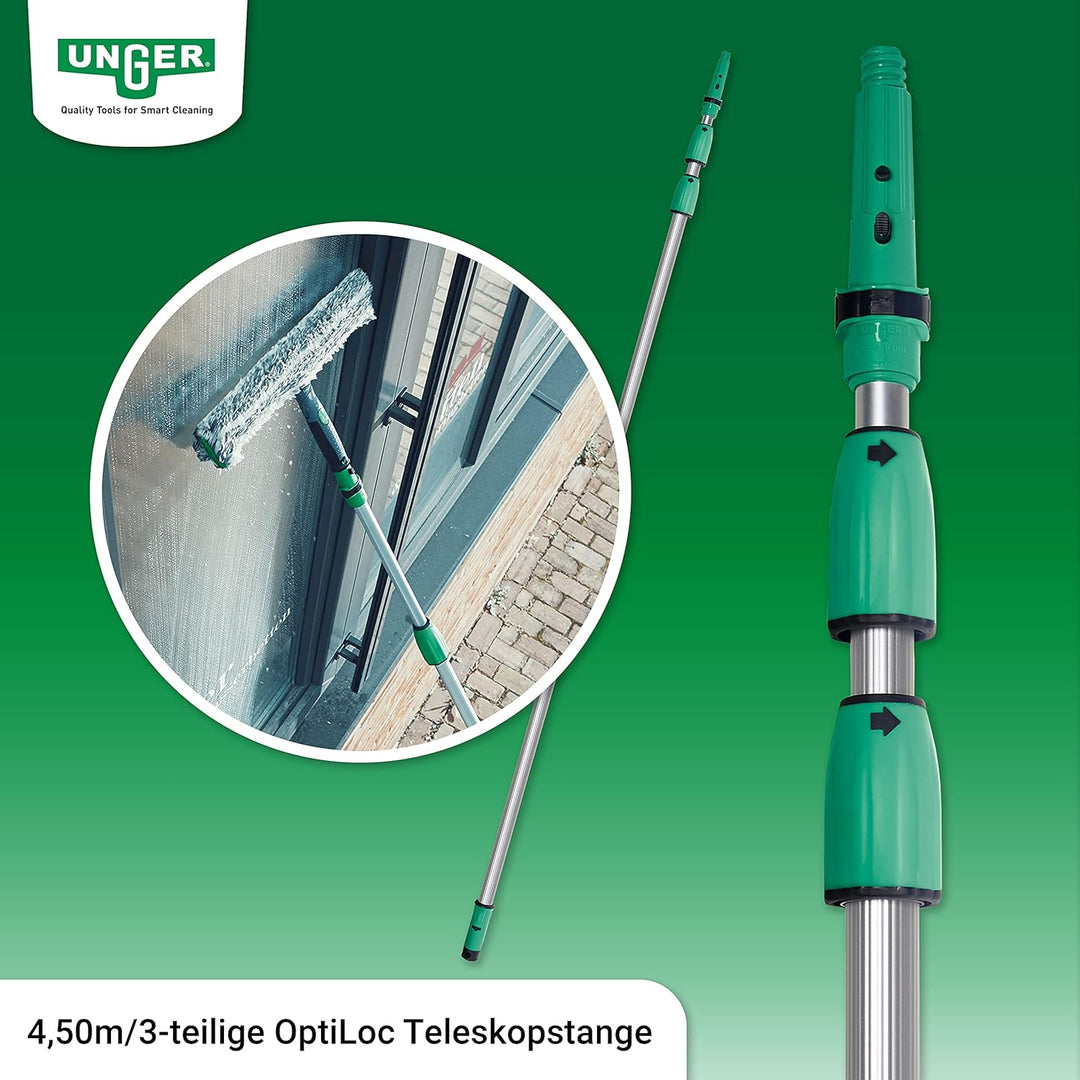 Unger OptiLoc Teleskopstange 4,50 cm (kompatibel Fensterreinigungswerkzeugen, ergonomischer Griff, A