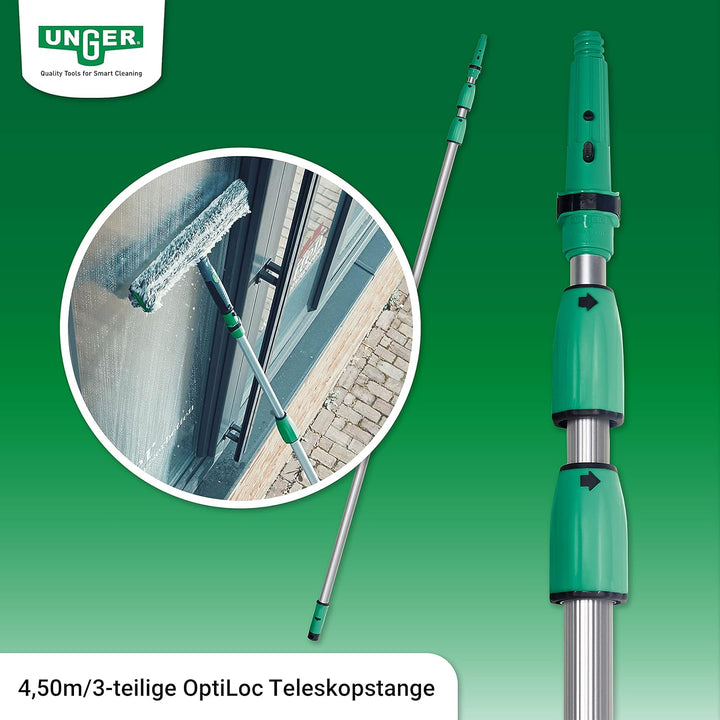 Unger OptiLoc Teleskopstange 4,50 cm (kompatibel Fensterreinigungswerkzeugen, ergonomischer Griff, A