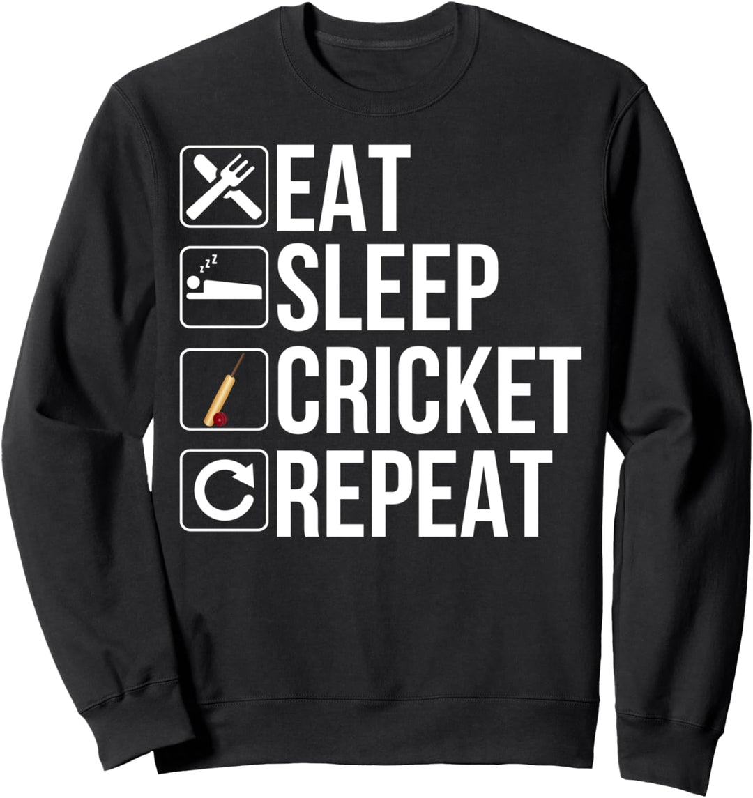 Cricketspieler Lustig - Eat Sleep Cricket Repeat Sweatshirt