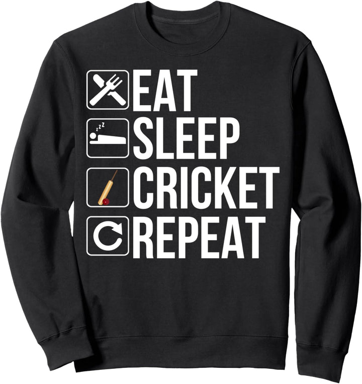 Cricketspieler Lustig - Eat Sleep Cricket Repeat Sweatshirt