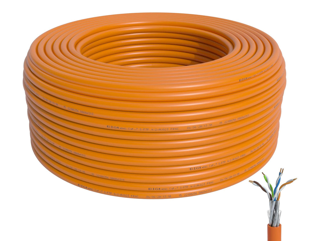 BIGtec CAT 7 Netzwerkkabel Verlegekabel LAN Kabel 30m CAT7 PiMF halogenfrei Zertifiziert GHMT BauPVO
