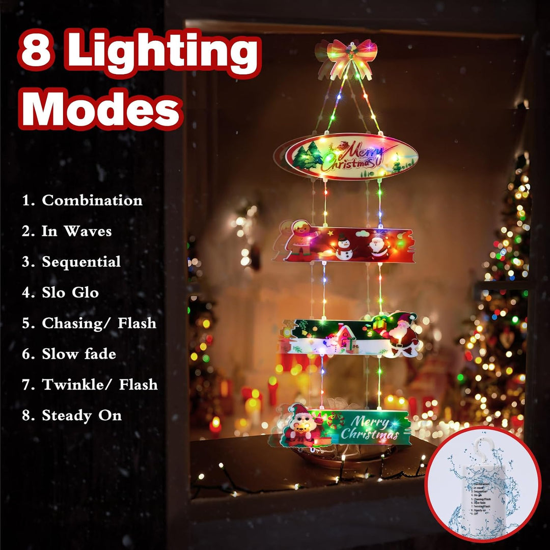 Qedertek Weihnachtsbeleuchtung Aussen Batterie, 72 LED Weihnachtskranz Bunt Türkranz mit Timer, 8 Mo