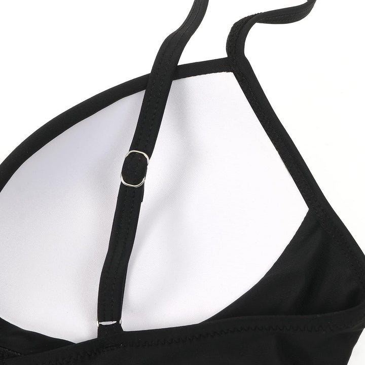 RXRXCOCO Damen Wickel Push Up Bikini Oberteil Bauchweg High Waist Bikini Set Bademode XL Schwarz, XL