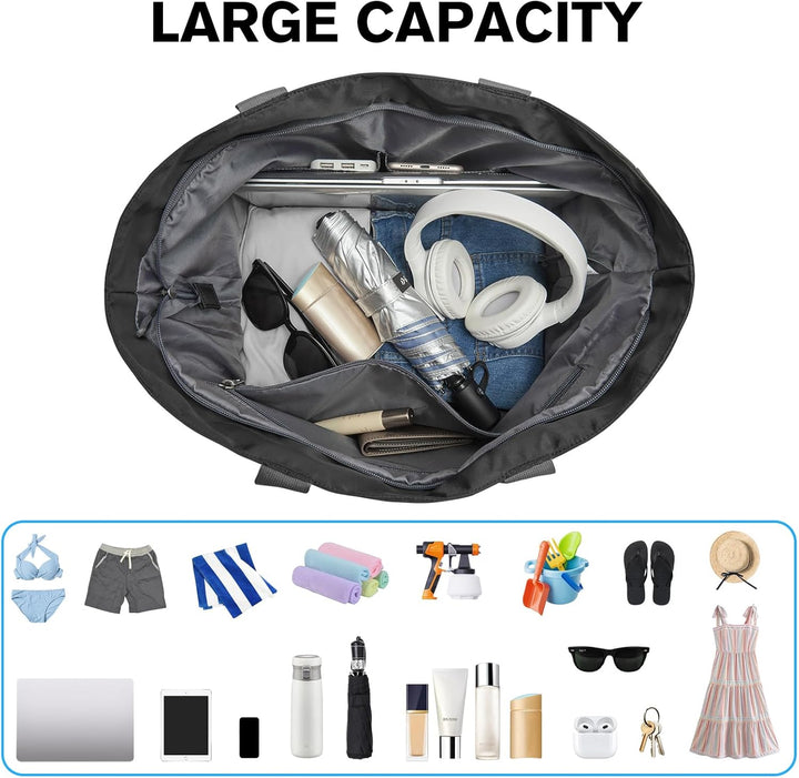 G4Free 35/50/80L Strandtasche XXL Familie & Badetasche Faltbar Gross/Wasserdicht/Leicht für Shopping