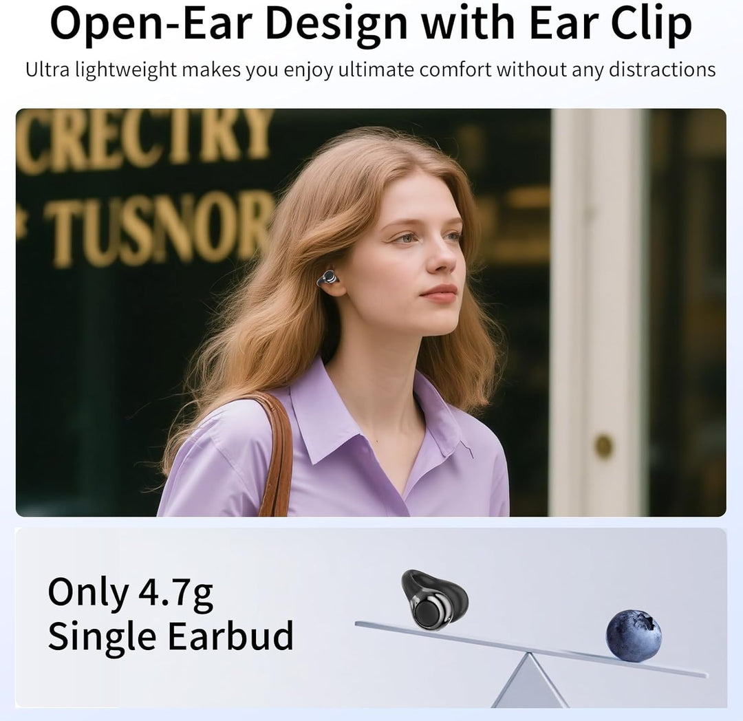 Open-Ear-Kopfhörer I5, Kabellose Bluetooth 6.0 Clip-On-Ohrhörer mit ENC, IPX5 wasserdicht, 36 Std. L