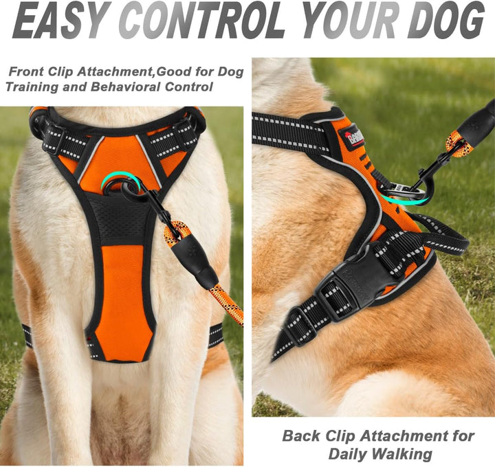 BARKBAY Dog Harness No-Pull Pet Harness Adjustable Outdoor Pet Vest Front Clip Heavy Duty 3M Reflect