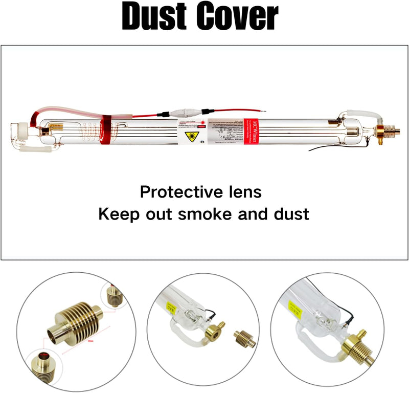 MCWlaser CO2 Laserröhre 80W Laser Tube Actual 80W 90W 100W Length 1250mm Dia 80mm for CO2 Laser Engr