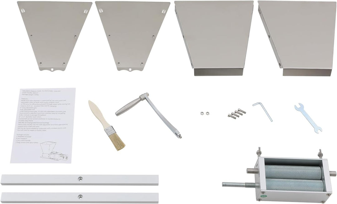 4L Manuelle Getreidemühle, Edelstahl 0-2.5MM Verstellbar Getreidequetsche Malzmühle Futtermühle mit