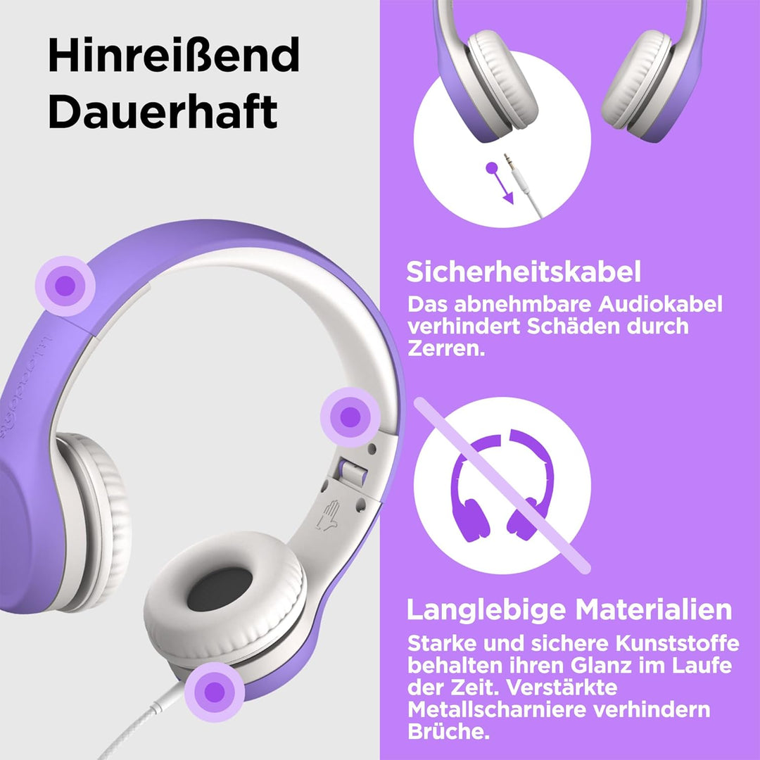 LilGadgets Connect+ Kinderkopfhörer mit Kabel, mit Mikrofon, Lautstärkebegrenzung für sicheres Hören