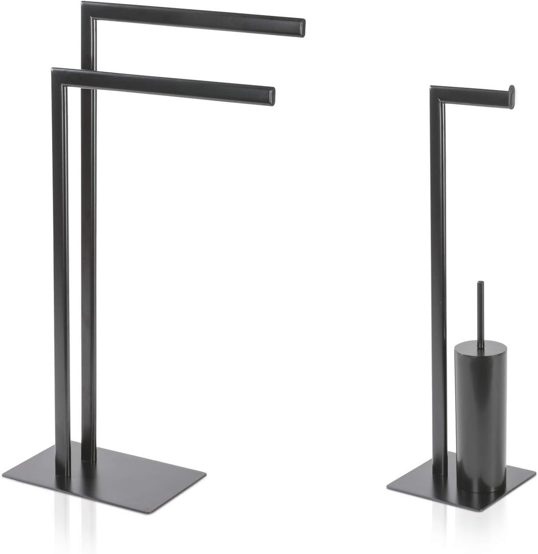 möve Velvet Toilettenbürsten-/ Papierhalter, Metall, Black, 20x16x71 cm