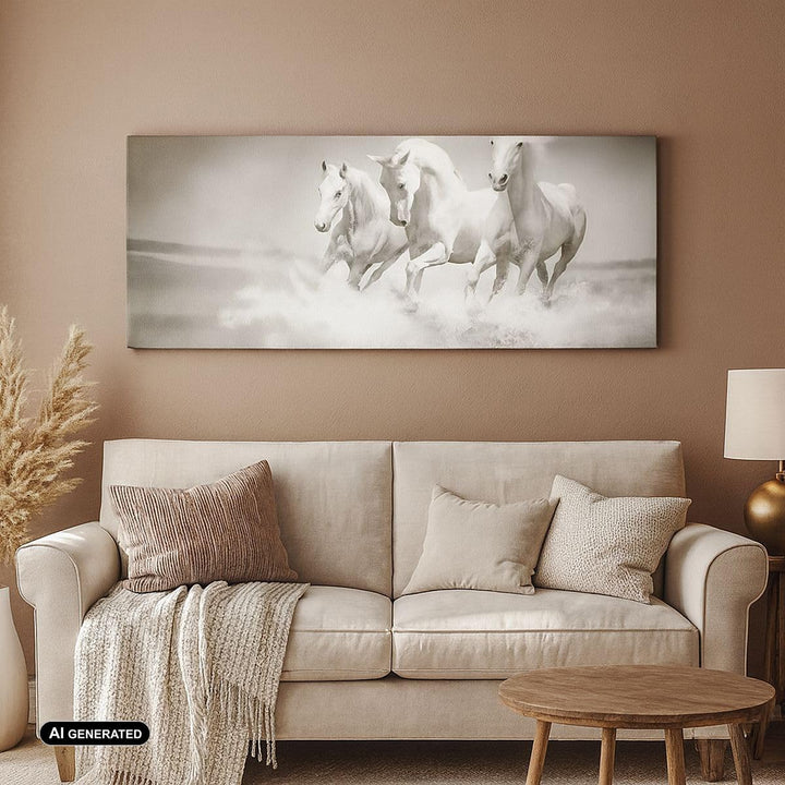Wandbilder Dekoration Wohnzimmer Bauernhof pferde galopp freiheit Panorama Bilder auf Leinwand 120x5