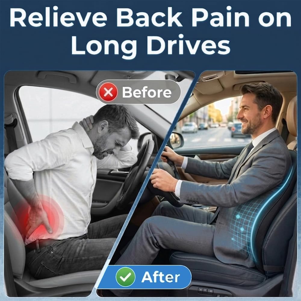 FOUNDCOOL Ergonomisches Lendenwirbelstützkissen, Rückenkissen aus Memory-Schaum für Autositze - Lend