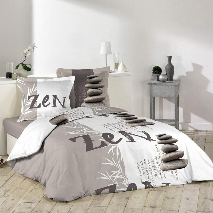 Douceur d'Intérieur 1641550 Zen Pebble Bettwäsche mit 2 Kissenbezügen, Baumwolle, mehrfarbig, 240 x