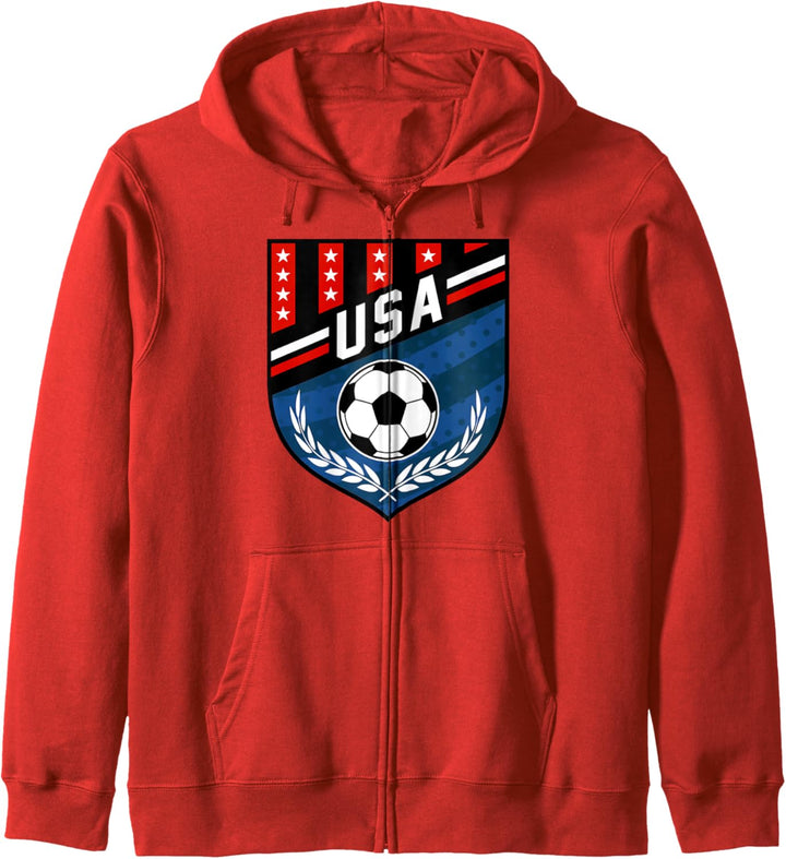 Trendy USA Soccer Team Stars & Stripes Badge Kapuzenjacke