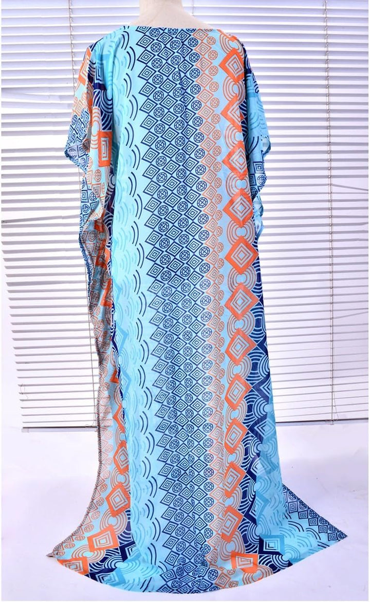 Bsubseach Damen Beachwear Türkische Kaftans Lange Strandkleid Caftan Beach Dress B-blau, B-blau
