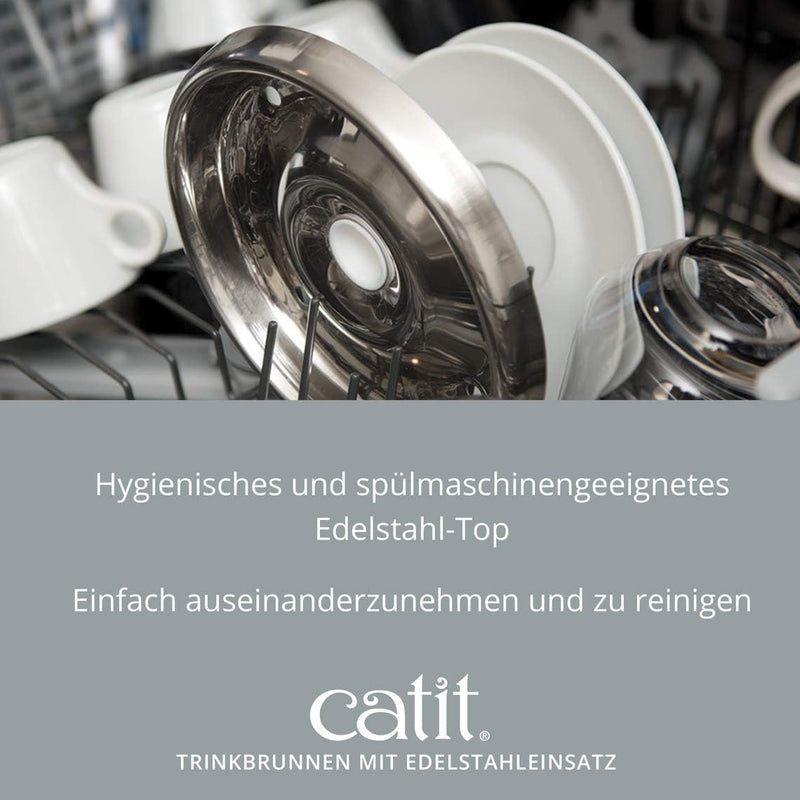 Catit Trinkbrunnen, für Katzen, mit Edelstahleinsatz, 2L, weiss 1 weiss, 1 weiss