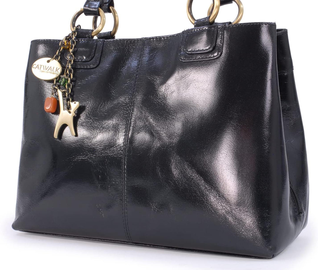 Catwalk Collection Handbags - Leder - Umhängetasche/Grosse Tasche - BELLSTONE Schwarz, Schwarz