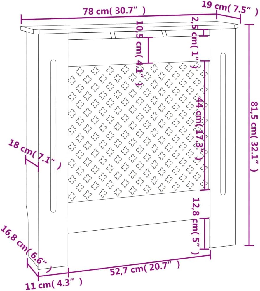 Wohnzimmer Heizkörperabdeckung 78x19x81.5 cm MDF Heizkörperverkleidung Dekorative Wabenmuster Design